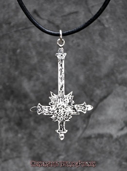 Hexenshop Dark Phönix Gothic Satanisches Kreuz mit männlichen Pentagramm groß